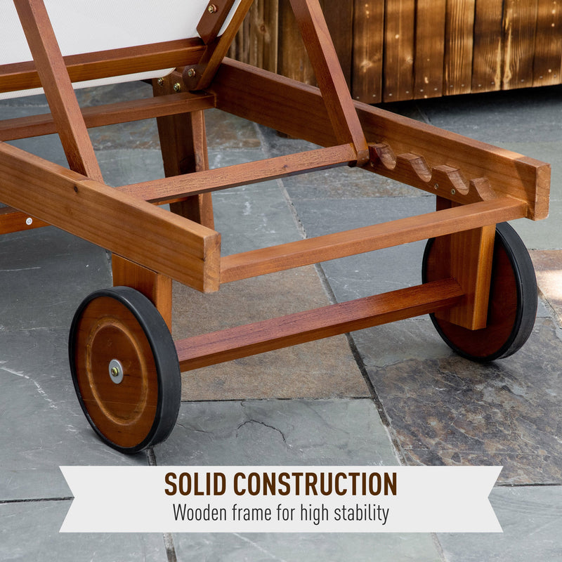 Acacia Wooden Sun Lounger With Wheels