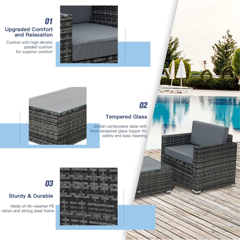 4 Seater Garden Furniture Set, Hand-Woven PE Wicker