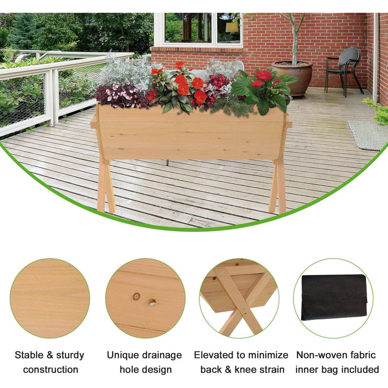 Wood Raised Planting Bed, 100x70x80 cm