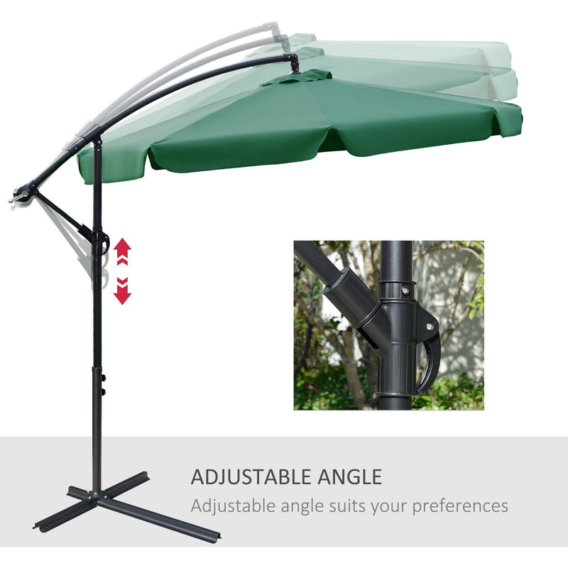 2.7m Cantilever Parasol With Cross Base - Crank Handle