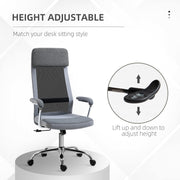 Grey High Back Linen-Mesh Swivel Office Chair Vinsetto