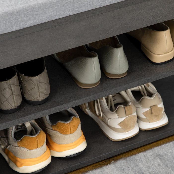 HOMCOM Cushioned Shoe Storage Bench, Grey