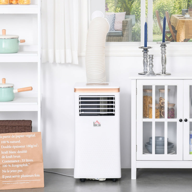 HOMCOM 10000 BTU 4-In-1 Compact Portable Mobile Air Conditioner Unit Cooling Dehumidifying Ventilating w/ Fan Remote LED 24 Hr Timer Auto Shut-Down Homcom