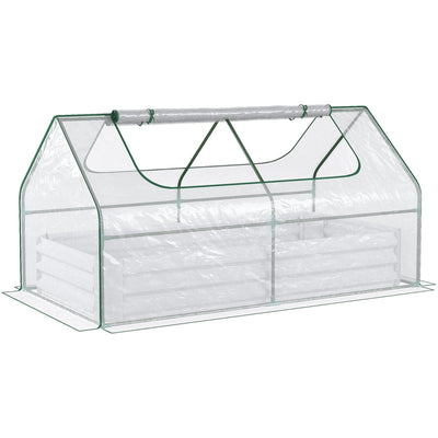 Raised Garden Bed Greenhouse, Steel, 185Lx95Wx92Hcm Outsunny