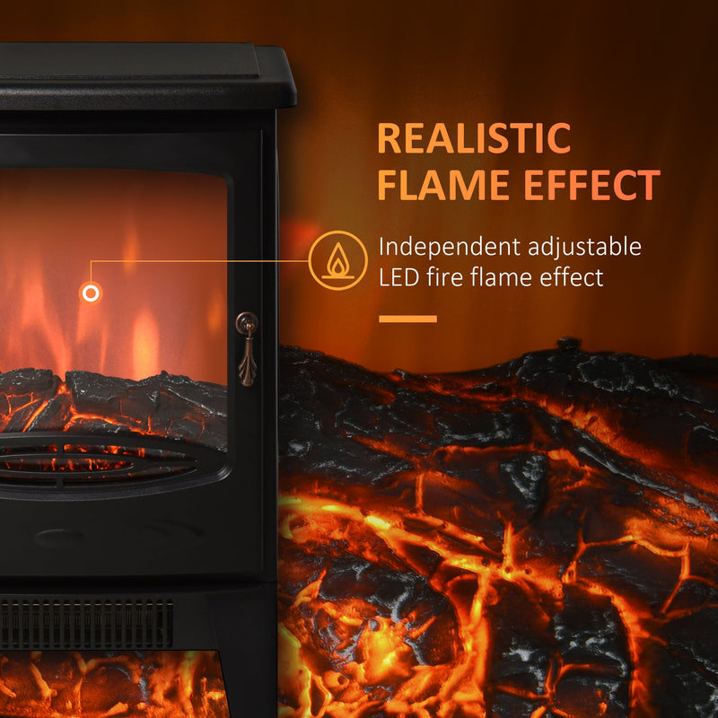 1800W Portable Fireplace Heater, Black