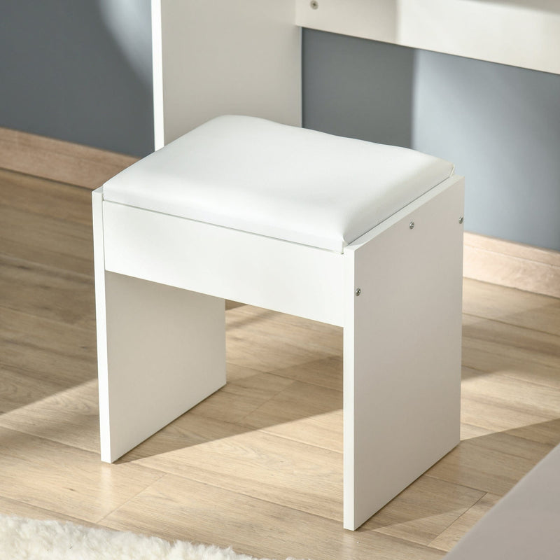 Dressing Table With Flip up Mirror and Cushioned Stool