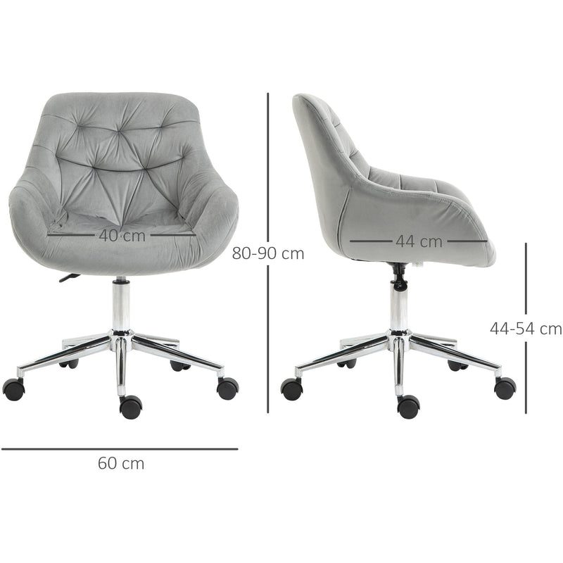 Grey Velvet Ergonomic Office Chair