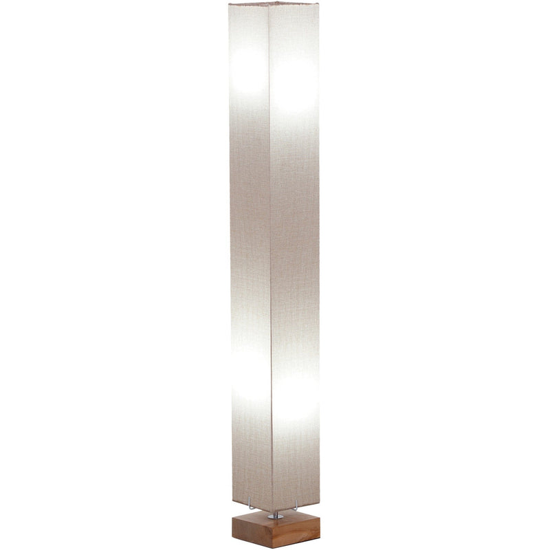 Tall Linen Floor Lamp, Wood Base, 2 Bulbs, Modern Design