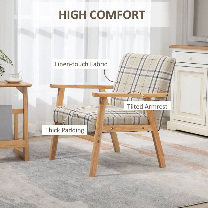 Modern Accent Chair, Linen-Feel, Beige