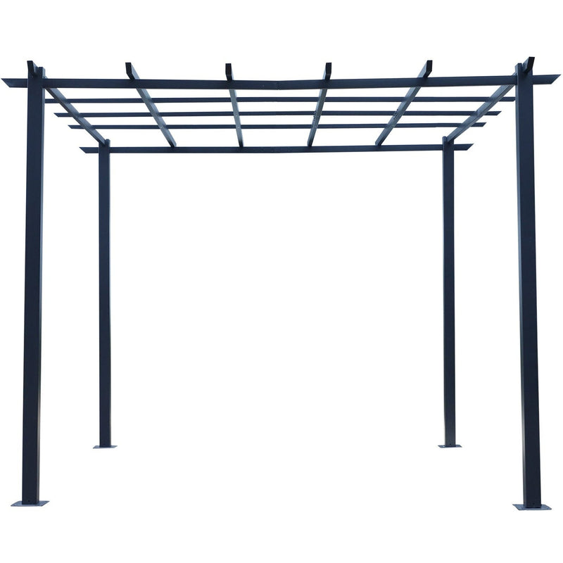 Metal Pergola With Trellis Roof, 3x3m, Black