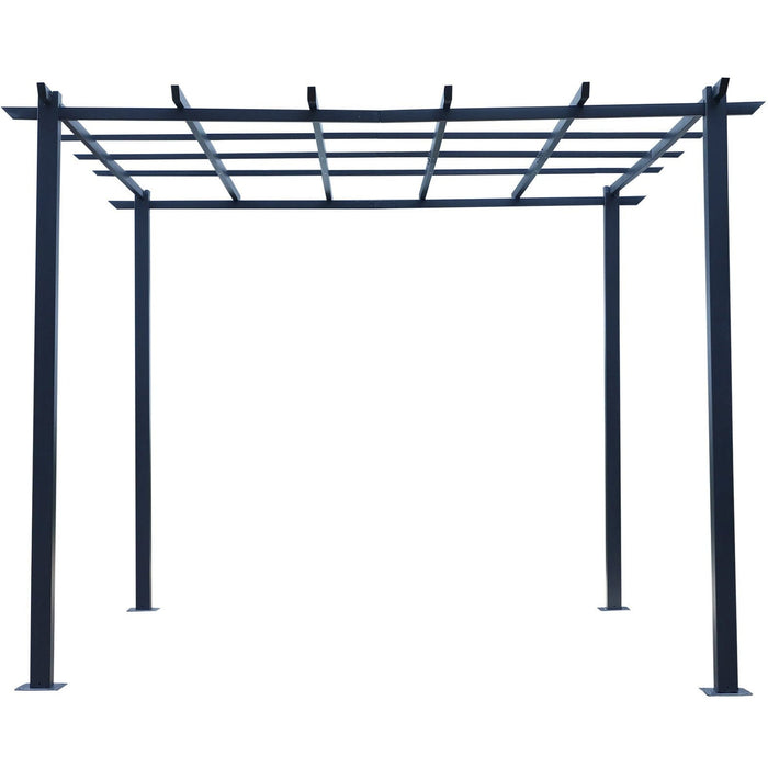 Metal Pergola With Trellis Roof, 3x3m, Black