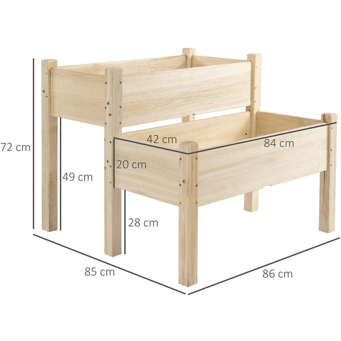 2c Solid Fir Raised Wooden Flower Bed Set