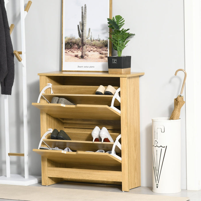 Shoe Storage Cabinet, 4 Shelves 2 Drawers - Modern Unit