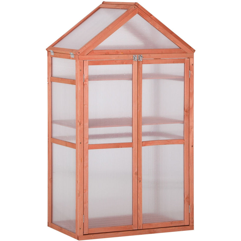 Greenhouse Cold Frame, Shelves, Double Doors, 80x47x138cm