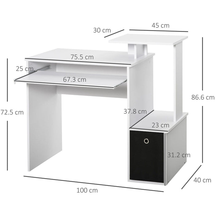 Compact Gaming PC Desk with Keyboard Tray & Drawer Shelf