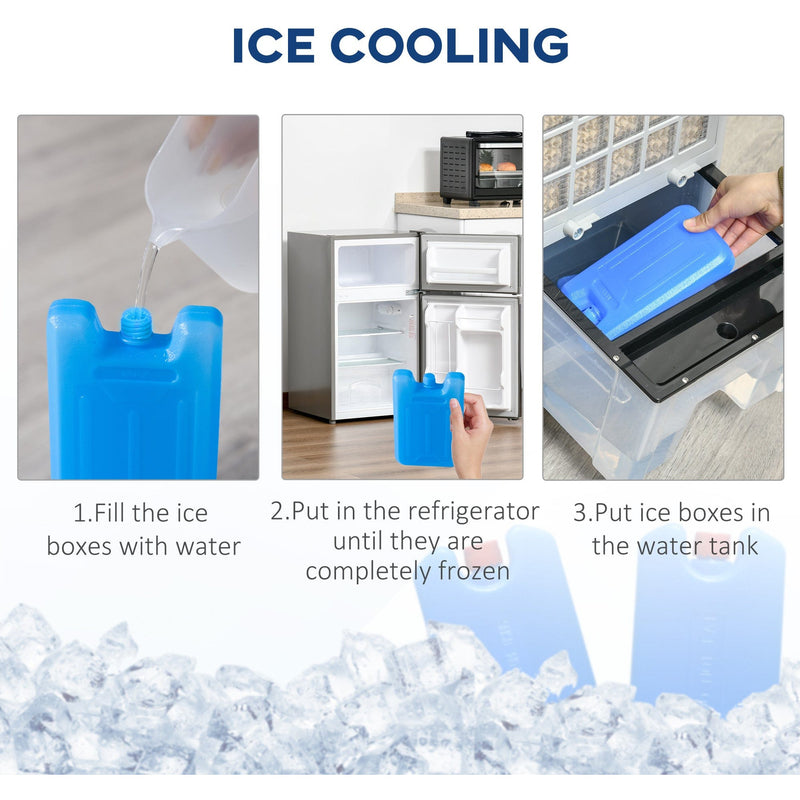 HOMCOM 32" Mobile Air Cooler, Evaporative Anion Ice Cooling Fan Water Conditioner Humidifier Unit w/3 Modes, Remote Controller, Timer for Home Bedroom Homcom