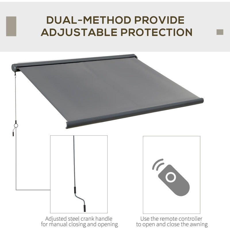 Electric Patio Awning, Remote Control, Grey