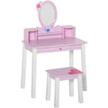 Kids Dressing Table With Mirror, Wooden, Fairy Theme Homcom