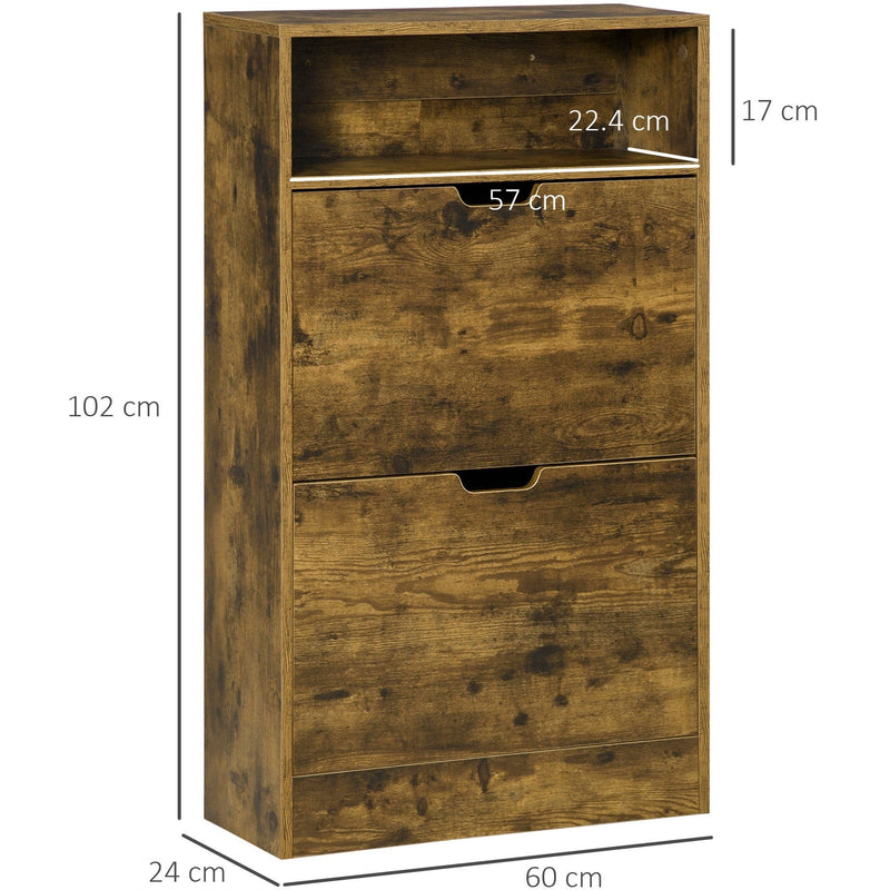 Narrow Shoe Cabinet For Hallway, Rustic Brown