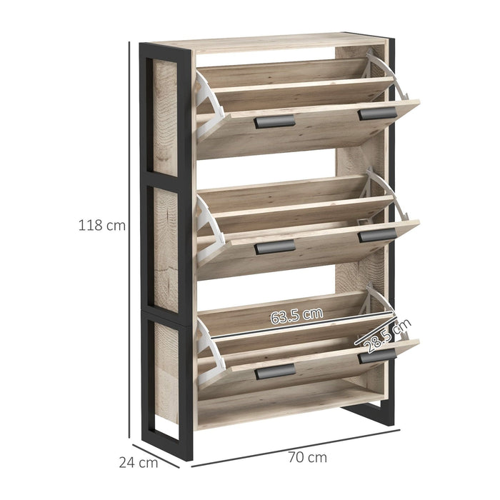 HOMCOM 3 Door Narrow Shoe Storage Cabinet