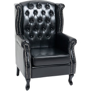 HOMCOM Wingback Accent Chair Tufted Chesterfield-style Armchair with Nail Head Trim for Living Room Bedroom Black Homcom