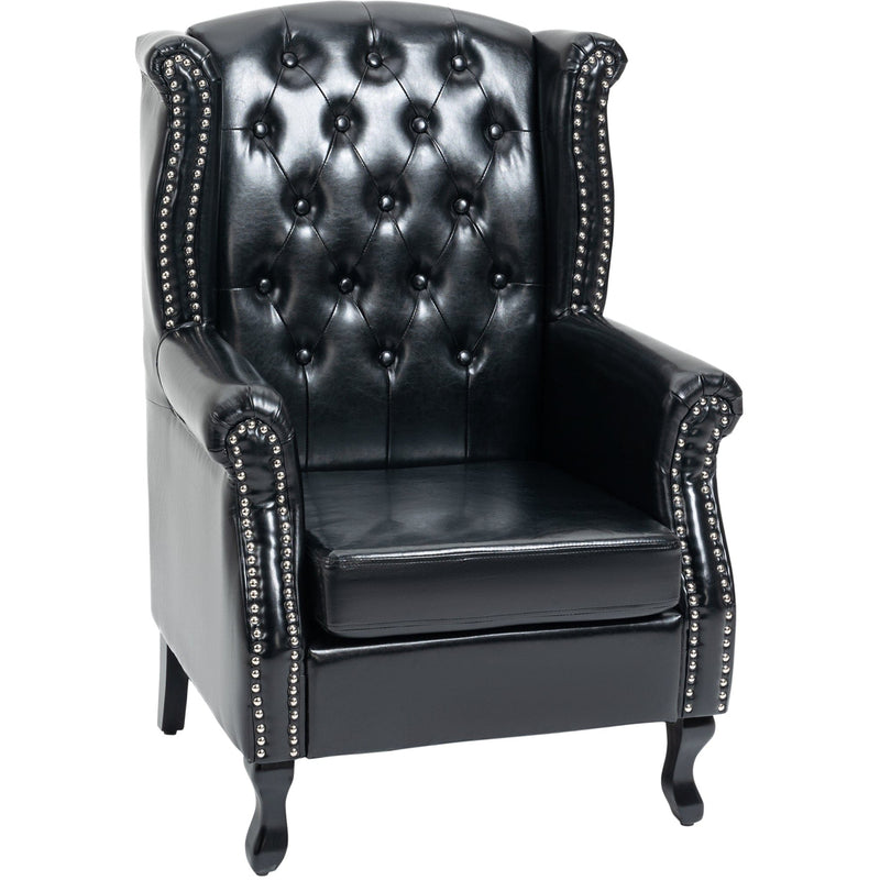HOMCOM Wingback Accent Chair Tufted Chesterfield-style Armchair with Nail Head Trim for Living Room Bedroom Black Homcom