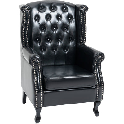 HOMCOM Wingback Accent Chair Tufted Chesterfield-style Armchair with Nail Head Trim for Living Room Bedroom Black Homcom