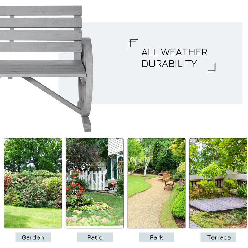 Wagon Wheel Garden Bench Outsunny