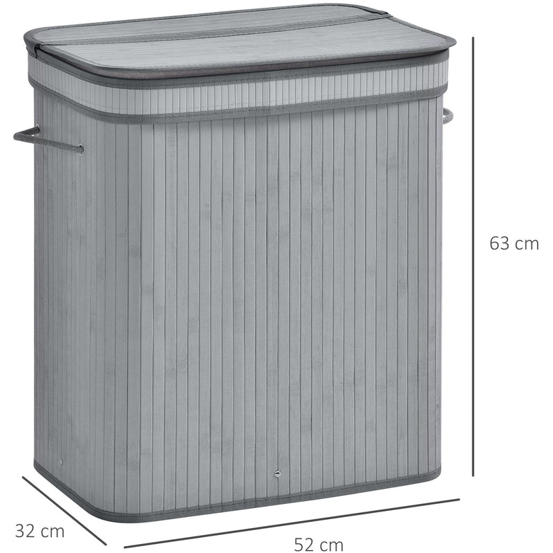 Foldable Laundry Basket, Grey Wood