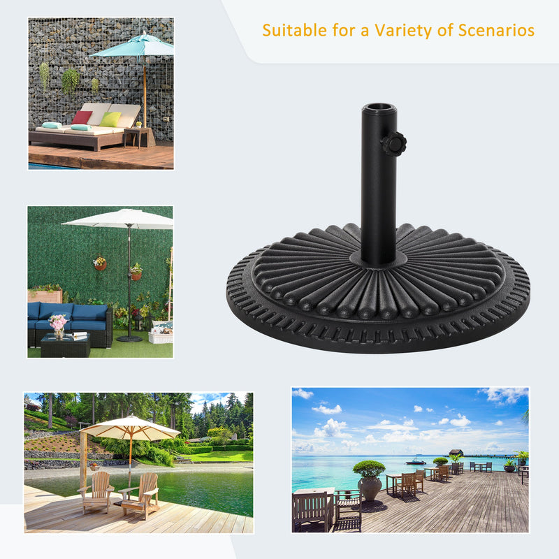 Outsunny Garden 15kg Round Parasol Base Cement Outdoor Umbrella Weight Stand Black Outsunny