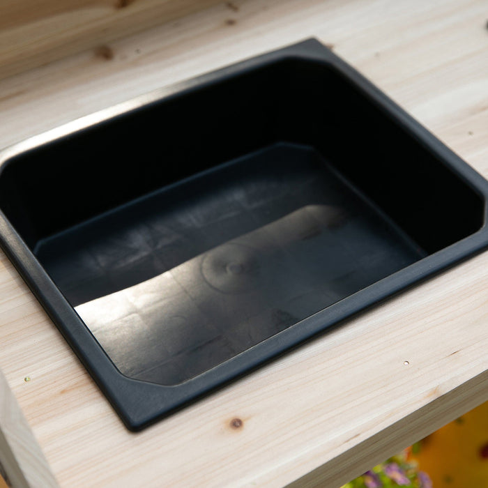 Wooden Potting Bench, Wheels, Sink, Drawer