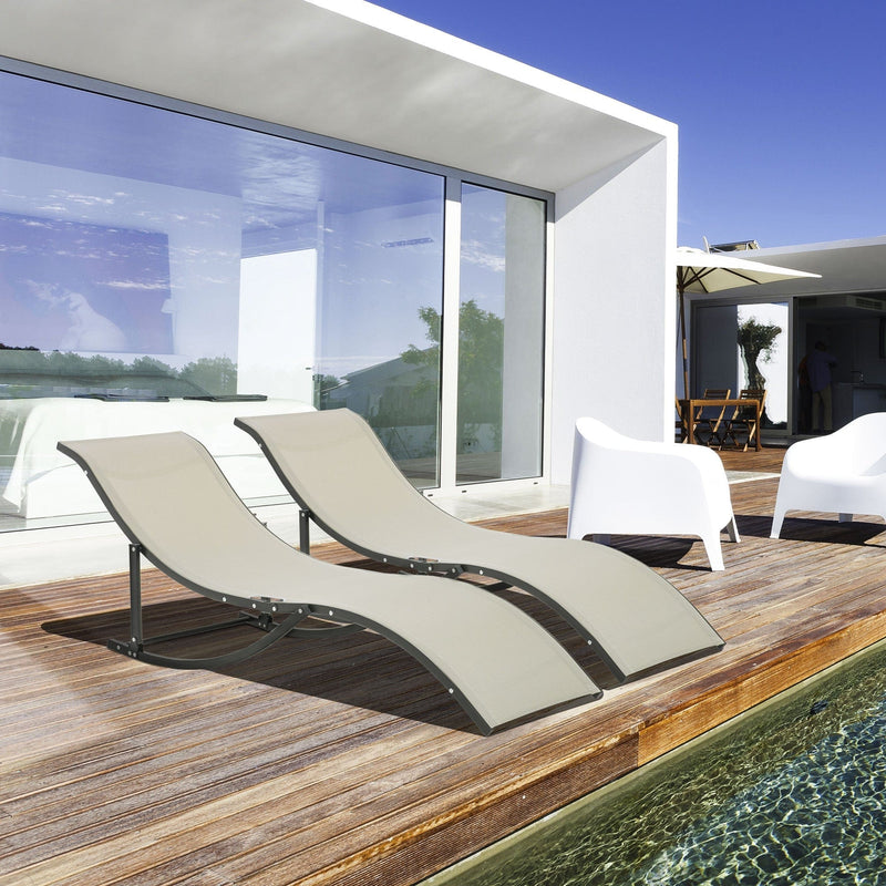 S Shaped Sun Lounger Set, Foldable, Set of 2