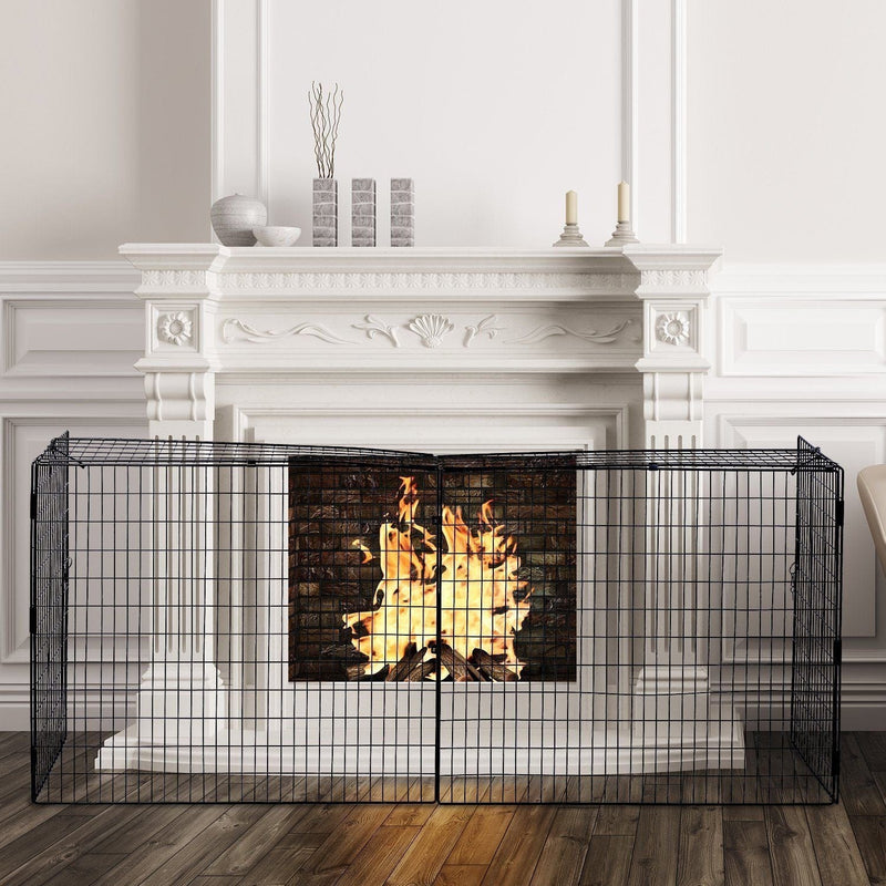 Extendable Fire Guard Screen, Black, W81.5 - 160x D44x H68cm
