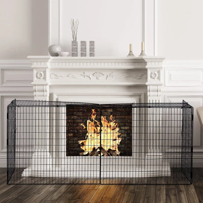 Extendable Fire Guard Screen, Black, W81.5 - 160x D44x H68cm Homcom