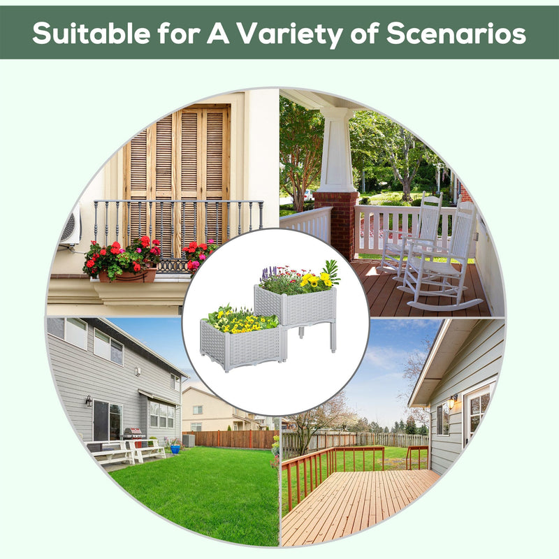 2 Rattan Planters Outdoors, 40x40x44 cm