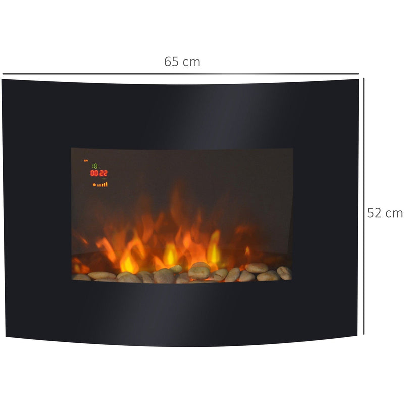 LED Curved Wall Mounted Electric Fireplace, 900/1800W