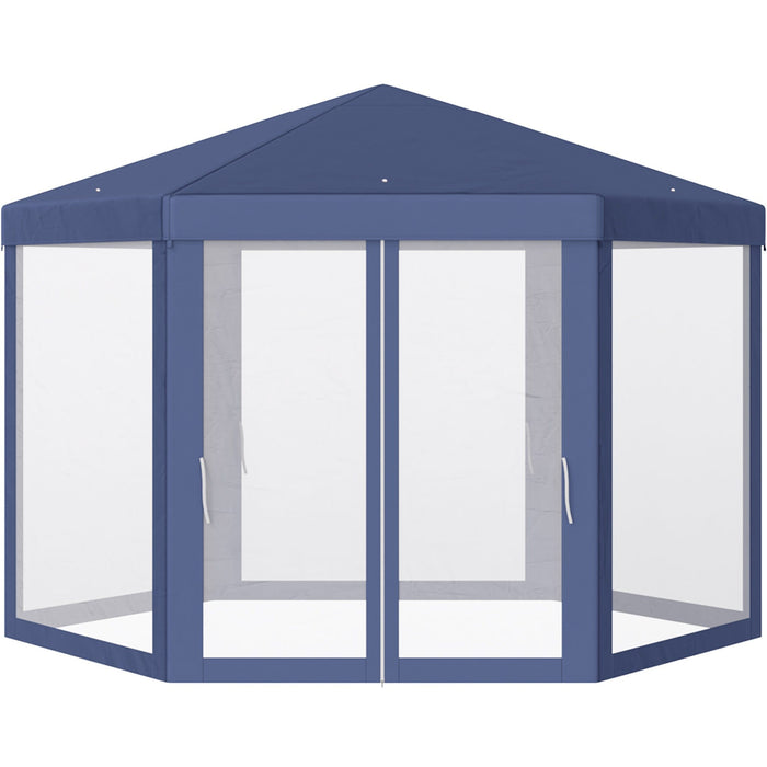 Hexagonal Gazebo With Mesh Sides, 4x4m