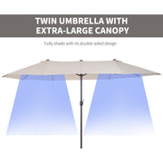 4.6m Double Sided Parasol, No Base, Beige Outsunny