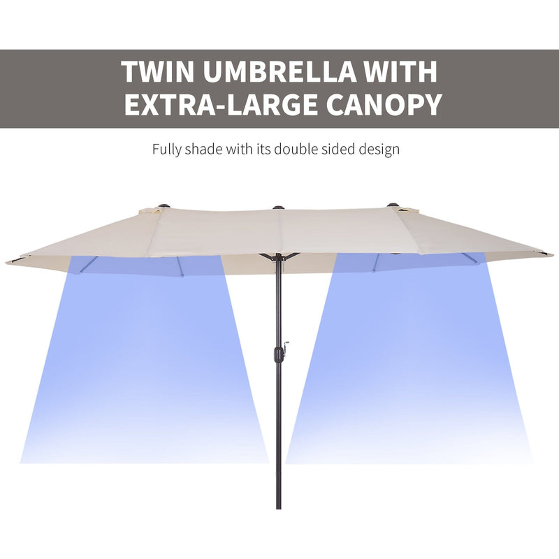 4.6m Double Sided Parasol, No Base, Beige Outsunny