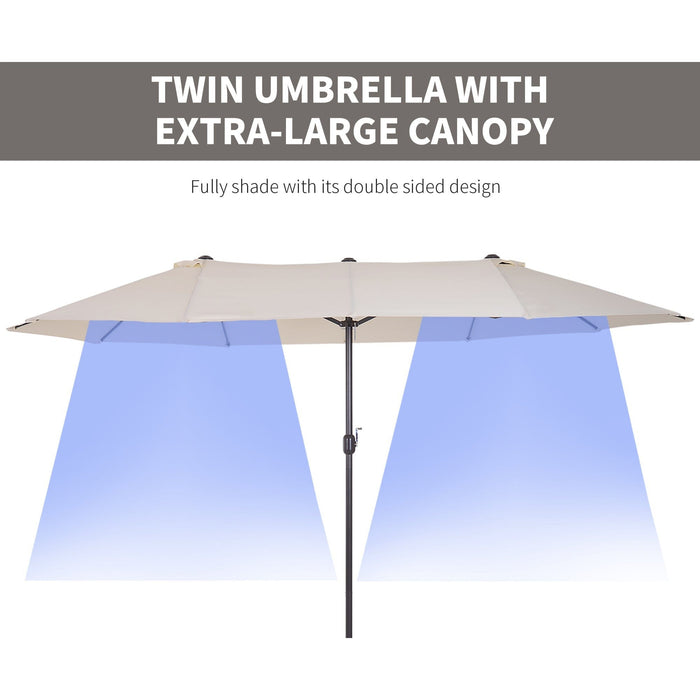 4.6m Double Sided Parasol, No Base, Beige