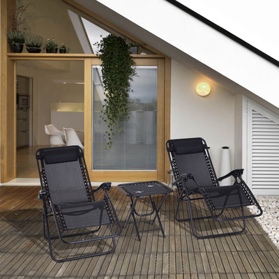 3pc Zero Gravity Chairs and Table Outsunny