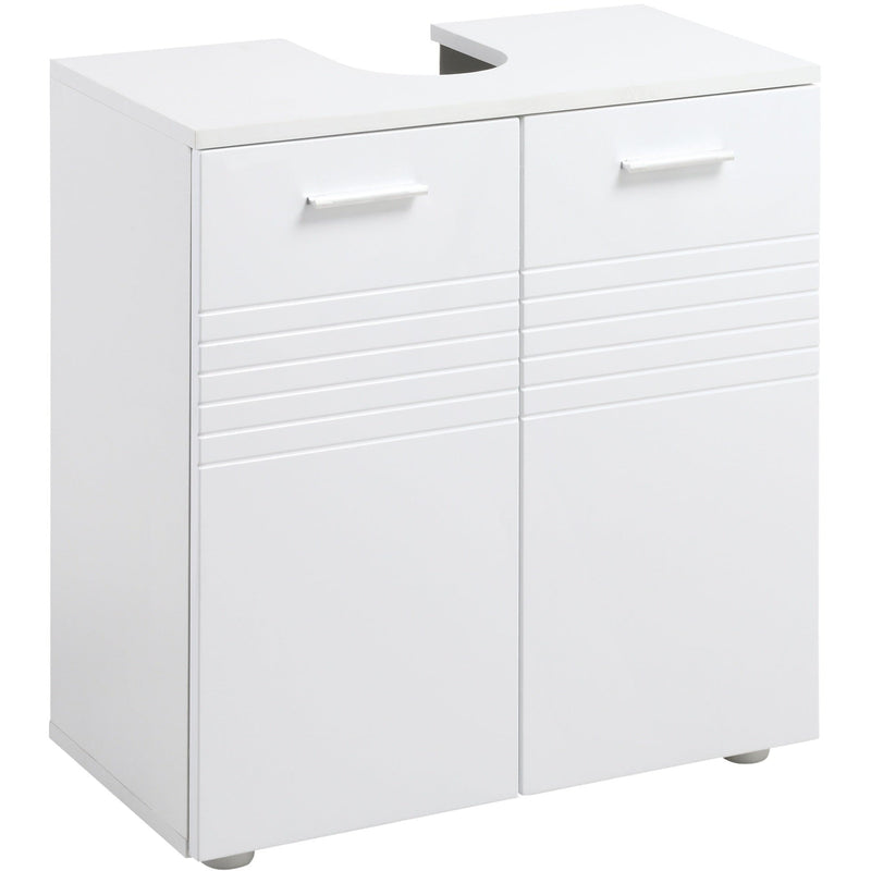 White Under Sink Bathroom Cabinet, 60W x 30D x 62.5Hcm
