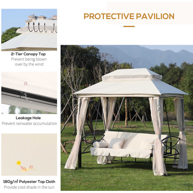 Outdoor 2-in-1 Convertible Garden Swing Chair Bed Outsunny