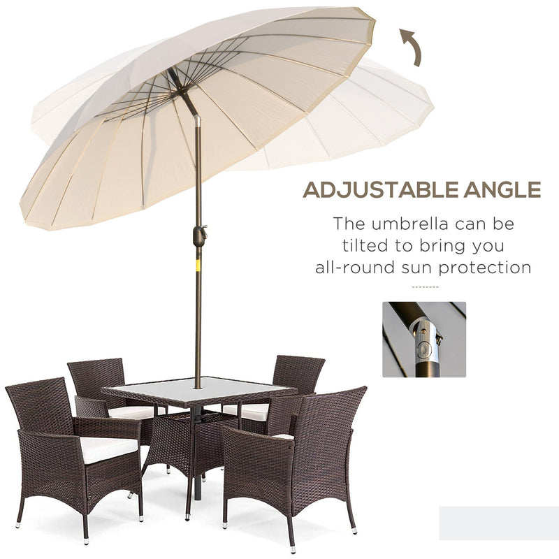 Round Patio Parasol, 2.5m, Tilt Crank, 18 Ribs