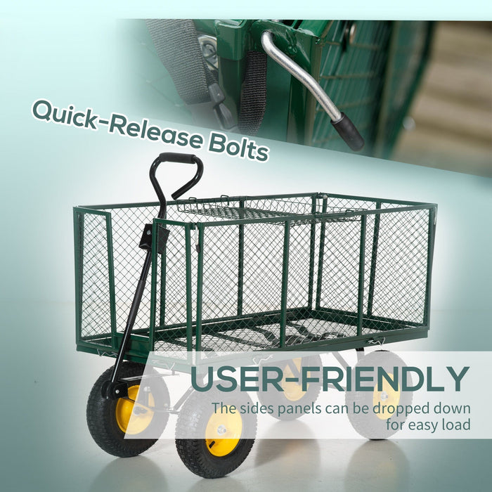 4 Wheel Heavy Duty Garden Trolley, Green