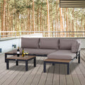 3Pc Aluminium Garden Furniture Set, Coffee Table, Mixed Grey Outsunny