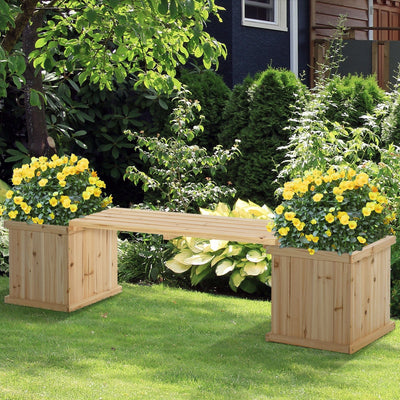 Garden Bench With Planters Outsunny