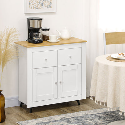White Double Door Sideboard for Dining Room Homcom