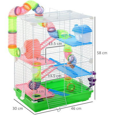 5 Tier Hamster Cage, Green Pawhut