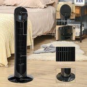 Black 30" Oscillating Tower Fan: 3 Speeds, Ultra Slim Homcom